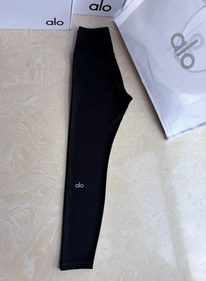 ALO Yoga High-Waist Airlift Leggings, Buttery Soft Tummy Control Yoga Pants for Women, Non-See-Through Workout Leggings - Black - Image 2